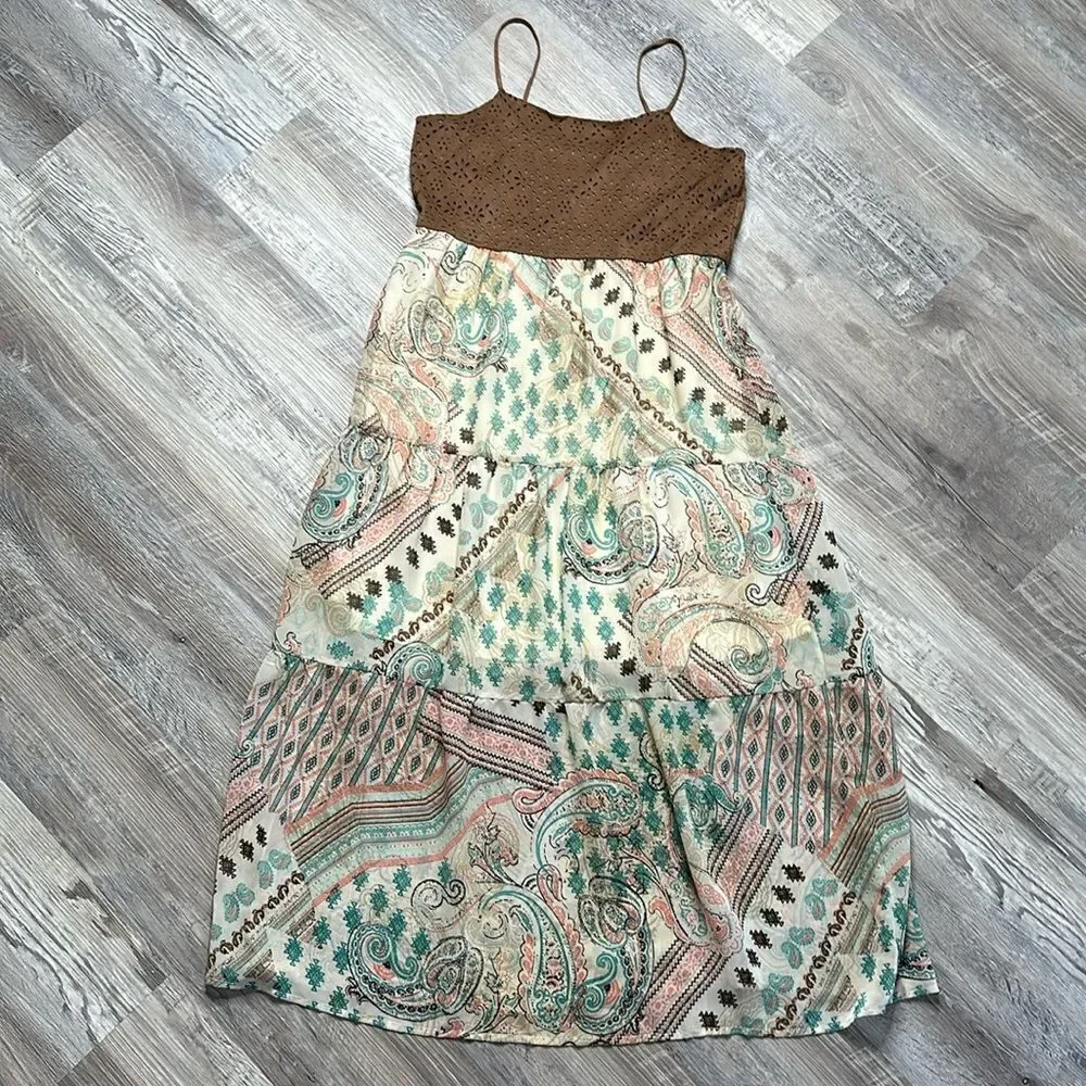 Hearts of Palm Girl Boho Paisley Dress | Girls Size 14 | Eyelet Bodice | WA-1591 - Picture 2 of 10